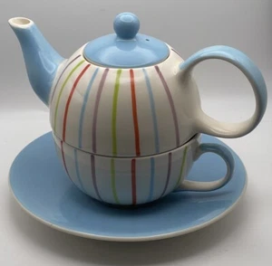 Whittard Chelsea Teapot for One - Multicoloured Striped - - Picture 1 of 16