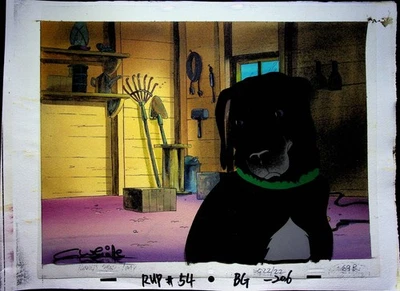 THE PLAGUE DOGS 1982 Production Animation Cel and Painted Background #WC - Image 1 of 3