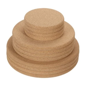 Multi Size 10mm Thick Cork Trivet 12Pcs Round Cork Hot Pads for Coaster - Picture 1 of 5