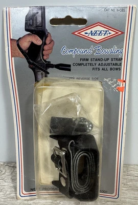 Vintage Neet Compound Bow Wrist Sling Black Leather Cat. # N-CBS, New - NOS - Image 1 of 4