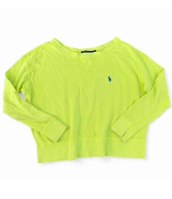Ralph Lauren неоновый желтый пуловер с круглым вырезом размер маленький укороченный негабаритный - Изображение 1 из 4