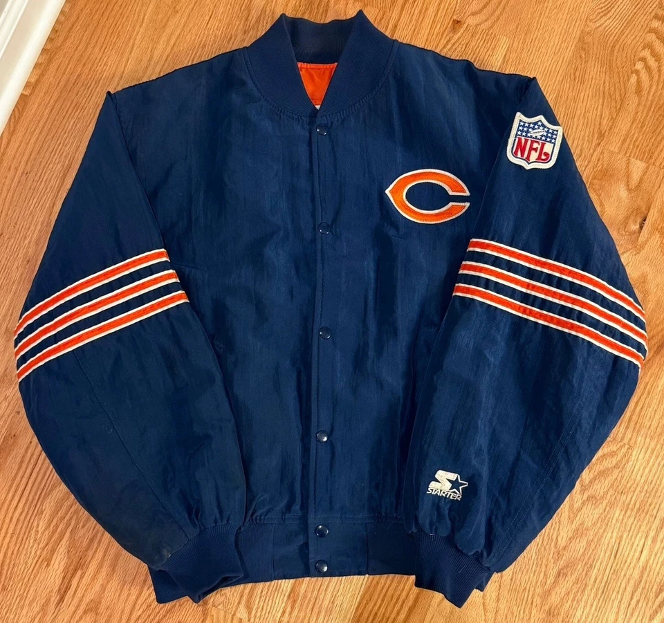 Винтажная атласная куртка 90-х Chicago Bears Starter NFL Pro Line XL темно-оранжевая - Изображение 1 из 4