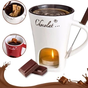 Taza de fondue de chocolate con tenedor, taza de fondue de chocolate, taza de chocolate personal - Imagen 1 de 24