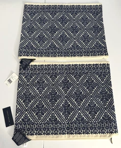 RALPH LAUREN HOME NWT Haywood Embroidery Pillow Cover 2 Pieces Cream Blue 15x20 - Picture 1 of 13