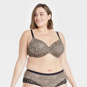 NUEVO CON ETIQUETAS: Sujetador Camiseta Superstar Estampado Leopardo Para Mujer -Auden™ Negro 46DDD - Imagen 1 de 1