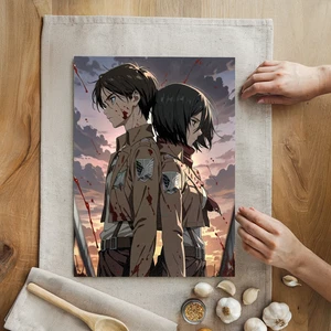 Glass Cutting Board 8x11 Anime Attack Serving Tray Anti-Bacterial On Titans - Picture 1 of 2