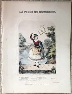 "SALUT A LA FRANCE " 1850 SHEET MUSIC W/ COLOR LITHOGRAPH OF JENNY LIND VG+ - Picture 1 of 2