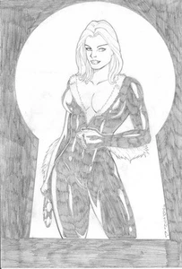 Black Cat original art pinup by Paulo Ricardo - Picture 1 of 4
