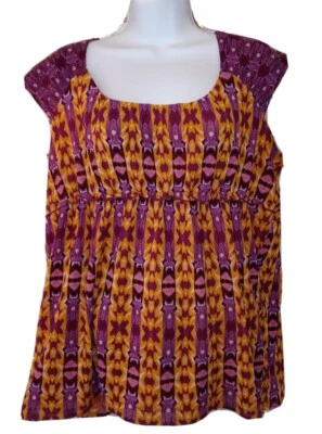 Axcess Top L 弹力针织艺术波西米亚尼龙衬衫衬衫娃娃 Y2K 复古 — 第 1/3 张图片