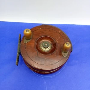 Carrete de pesca vintage de caoba y latón Starback Sea. Tambor de 5 pulgadas - Imagen 1 de 7