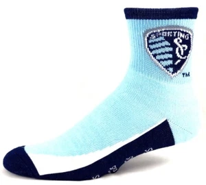 Kansas City Sporting Soccer Light Blue & Navy Grip Quarter Socks - Imagen 1 de 3