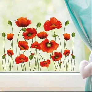 Fensterbild Frühling Ostern Mohn Mohnblumen Blumenwiese Fensterdeko Kinderzim... - Bild 1 von 10