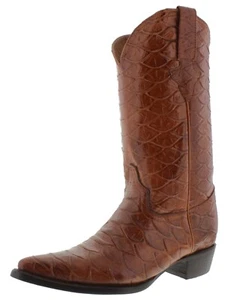 Herren Western Leder Stiefel Braun Schlange Anaconda Druck Rodeo Kleidung Größe 12,5, 13,5 - Bild 1 von 5