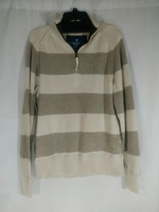 American Eagle Mens Size XL Milk Tan Pullover Sweater 1/4 Zip Long Sleeve - Picture 1 of 5
