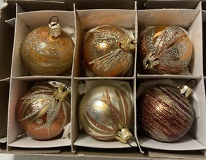 Vintage Christmas ornaments made in Czech Republic, gold copper and silver color - Picture 1 of 8