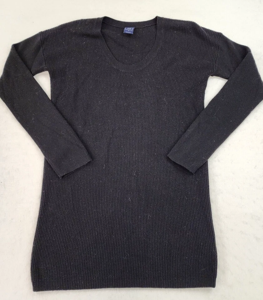 Gap Long Sleeve Waffle Knit Maternity Top Women Medium Black Thermal Stretch - Image 1 of 4