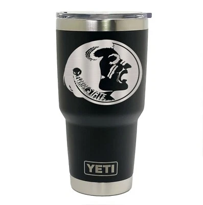 Florida State Seminoles YETI Laser Gravado 20 ou 30 oz Copo Preto, FSU - Imagem 1 de 2