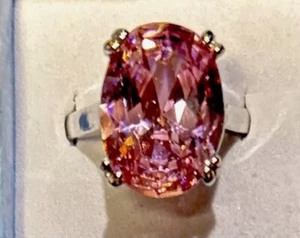 Large Oval Pink Rhinestone Ring 9 1/2 #750 - Picture 1 of 3