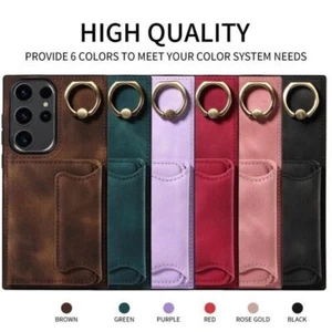 Custodia sottile Fr Samsung Galaxy S24 Ultra S23 Plus S22 S21 FE portafoglio anello scheda - Foto 1 di 89