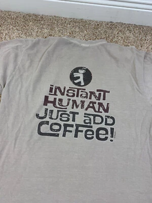 Crazy Shirts Men Shirt L (fits XL) Beige Must Have Coffee Instant T shirt FLAWS - Image 1 of 4