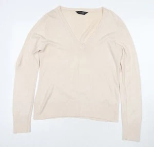 Dorothy Perkins Womens Beige V-Neck Acrylic Pullover Jumper Size 16 - Picture 1 of 10