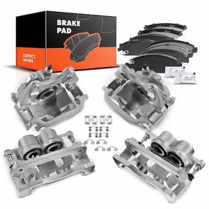 Front & Rear Ceramic Brake Pad + Caliper for Chevy Silverado Sierra 1500 Yukon - Picture 1 of 9