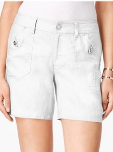 New INC International Concepts Linen Curvy-Fit Shorts Bright White Size 14 - Picture 1 of 9
