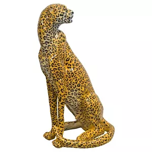 Resin Cheetah Statue Home Decor Animal Realistic Orange Black Spots Sitting - Picture 1 of 6