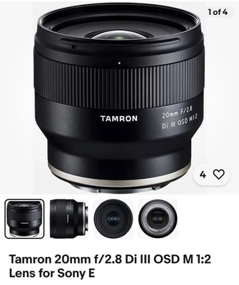 Tamron 20mm f/2.8 Di III OSD M 1:2 Ultra Wide Angle Lens For Sony E-mount - Image 1 of 4