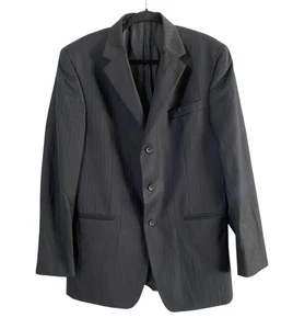 Kenneth Cole Mens Black on Black Striped Blazer Size 44L - Formal Business - Picture 1 of 8