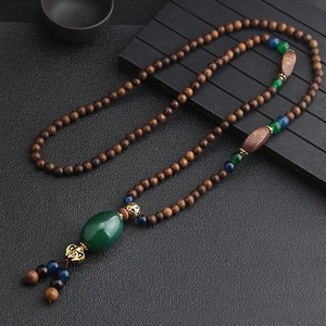 1Pc Retro Ethnic Style Sweater Chain Buddha Bead Necklace Accessories Pendant - Picture 1 of 2