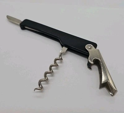 Multiherramienta negra sacacorchos vintage FGB Italia vino/abrelatas - funciona bien Foto 1 de 4