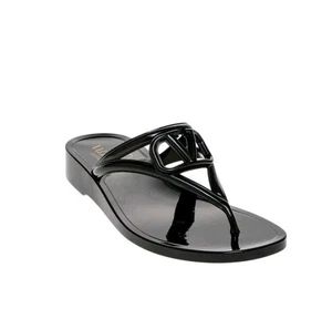 Valentino Garavani Vlogo Signature  Thong Sandals Black Size US7 EU37 - Picture 1 of 9