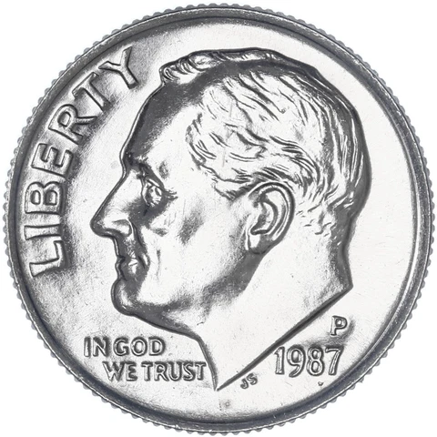 1987 P Roosevelt Dime BU US Coin Cover