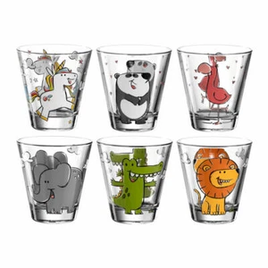 Leonardo Kids Mug Set Bambini, 6 Cups Drinking Cup Glass Multicoloured 120ml 017906 - Picture 1 of 3