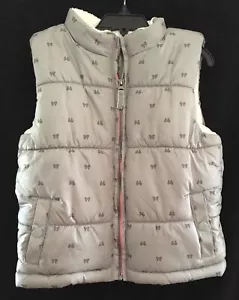 Carters Puffer Vest Grey Gray Fleece lined Size 5 5T Bows - Picture 1 of 5