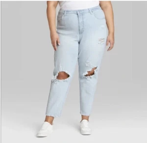 Women’s Wild Fable Super High Rise Distressed Mom Jeans Light Wash Size 16 NWT - Picture 1 of 8