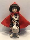 Porcelain LITTLE RED RIDING HOOD DOLL With Cape & Basket