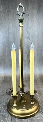 Candelabro triplo vintage bronze Bouillotte candelabro abajur de mesa testado - Imagem 1 de 4