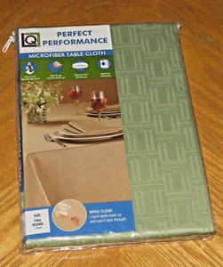 Sage Green 70" Round Spill-Proof Microfiber Table Cloth Vintage Living Quarters - Picture 1 of 5