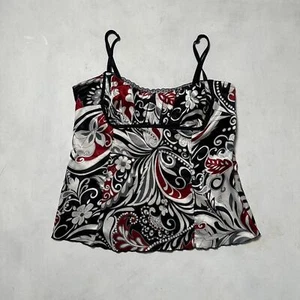 Vintage Y2K 90s Milkmaid Heart Soul Silk Lace Floral Paisley Tank Top Medium - Picture 1 of 4