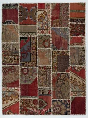 Handmade Patchwork Rug, Authentic Vintage Turkish Carpet - Image 1 of 4