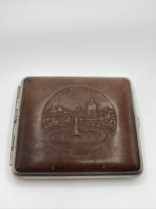Vintage Cigarette Case Tooled Leather Manheim Germany c1940’s  WW2 - Picture 1 of 6
