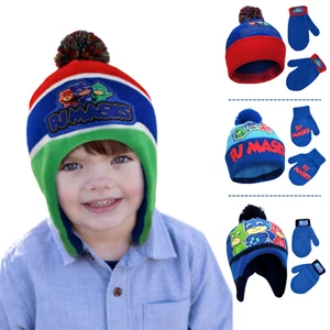 E-One Toddler Winter Hat and Kids Mitten or glove Set, PJ Masks Beanie Age 2-7 - Picture 1 of 39