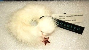 Jocelyn Bright White Mink Fur Long Hair Scrunchie New Tags OS $25 Value Charity - Picture 1 of 3