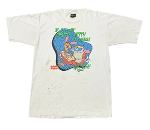 Vintage 90s Ren & Stimpy Single Stitch Nickelodeon Shirt XL 1993 Gritty Kitty - Bild 1 von 9