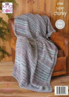 King Cole Super Chunky Easy Knit Knitting Pattern Blanket and Bed Runner 5782 - Image 1 of 2
