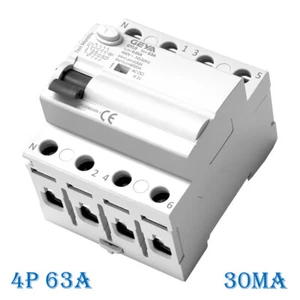 30mA 4 pole RCD trip safety switch 3 phase 63 Amp 400V - Picture 1 of 11