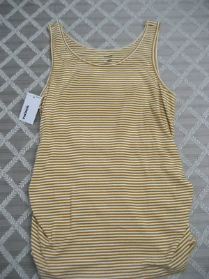 New womens maternity XL tank top shirted sleeveless striped mustard white Sonoma - Image 1 of 2