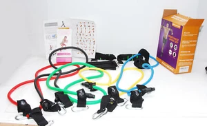 5 Band Resistance Band Set With Instructions 10,20,30,40 and 50lb Bands - Picture 1 of 9